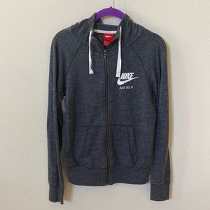 Nike Women's Gym Vintage Full-Zip Hoodie Anthracite/Sail 726057-060 (Size XS)